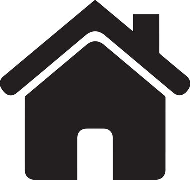Black house icon, simple home symbol, vector house, roof silhouette