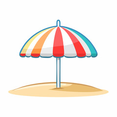 Obraz premium Colorful Beach Umbrella on Sand