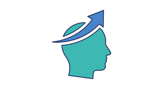 Personal Growth and Progress Concept with Upward Arrow Inside Human Head Profile