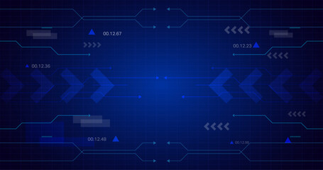 Obraz premium Futuristic Cyber Technology Background with HUD Interface Elements and Copy Space for Text