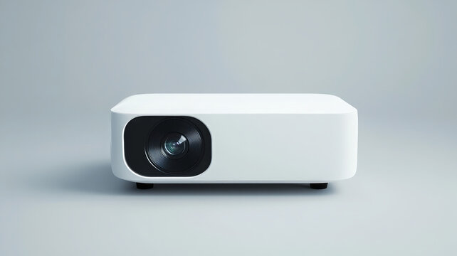 White mini projector mockup with compact design, modern style, minimal background