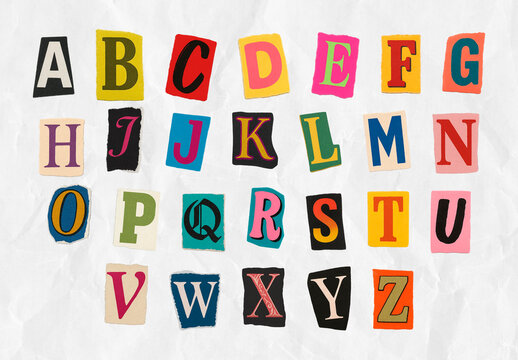 Colorful Alphabet Letters Collage Font Set
