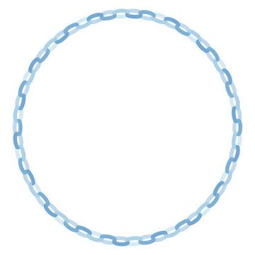 ベビーブルーのペーパーチェーン円形フレーム｜カード装飾・背景透過・ベクター Baby Blue Paper Chain Circle Frame for Cards | Transparent Vector Border