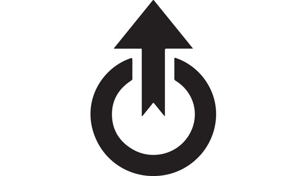 Black Arrow Up Symbol For Growth And Progress On White Background