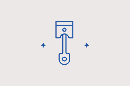 Piston line icon for internal combustion engine parts and motor overhaul services. Detailed vector illustration for engineering manuals and automotive performance tuning blogs.