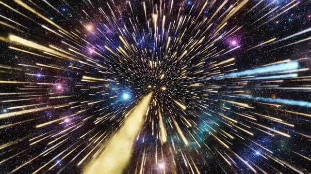 Explore lightspeed abstract background with moving stars in space