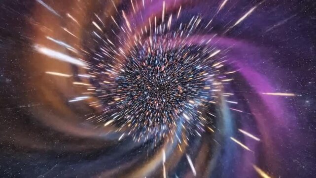 Moving stars and lightspeed background create an abstract visual experience in digital art