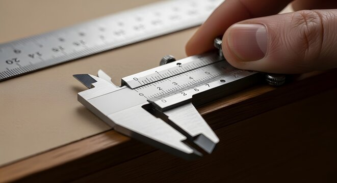 Digital caliper and steel ruler instrument.