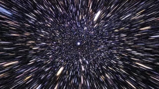 Moving stars create an abstract lightspeed background in a dynamic visual experience