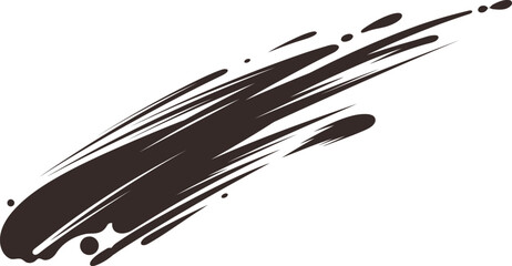 Dynamic dark brown splatter and brush stroke with speed effect and trailing droplets stain splash splatter artistic abstract background creative isolated illustration decoration movement © cons class