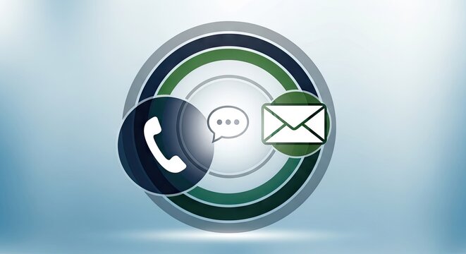 Abstract communication icons representing contact methods on gradient background