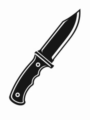 Obraz premium Black silhouette of a hunting knife with a sharp blade