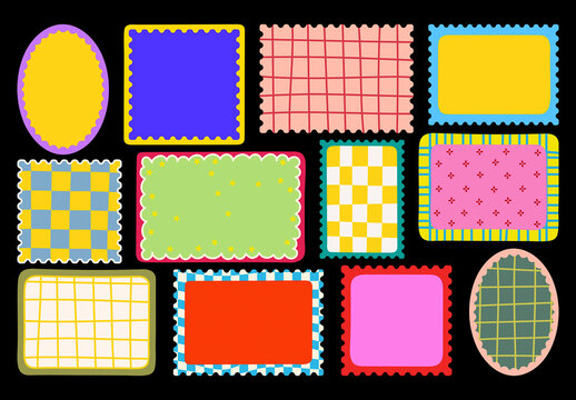 Colorful Geometric Patterned Frames Element Set