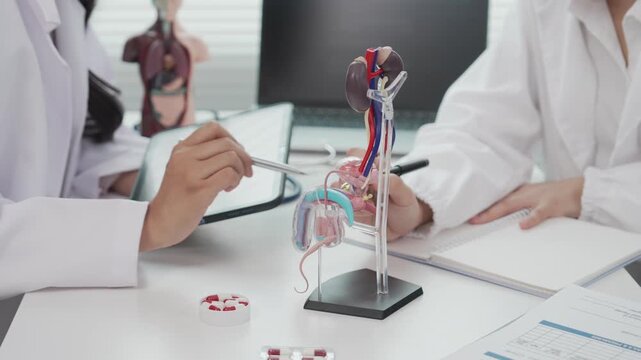 Two Asian female doctors conducted research on enlarged prostate.
