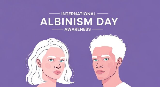 International Albinism Day awareness illustration with two people
