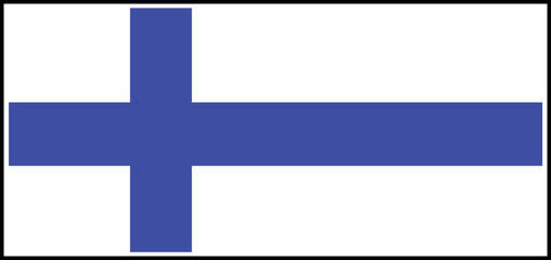 Naklejka premium Finnish flag with blue cross on white background in simple graphic design for national representation.