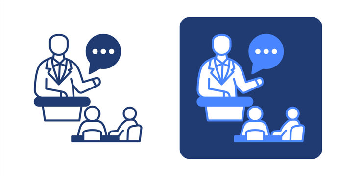 Public Speaking icon, with contrast background.