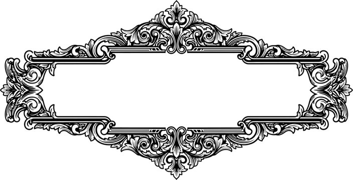 Elongated hexagonal frame illustrating dense filigree art vector can Editable
