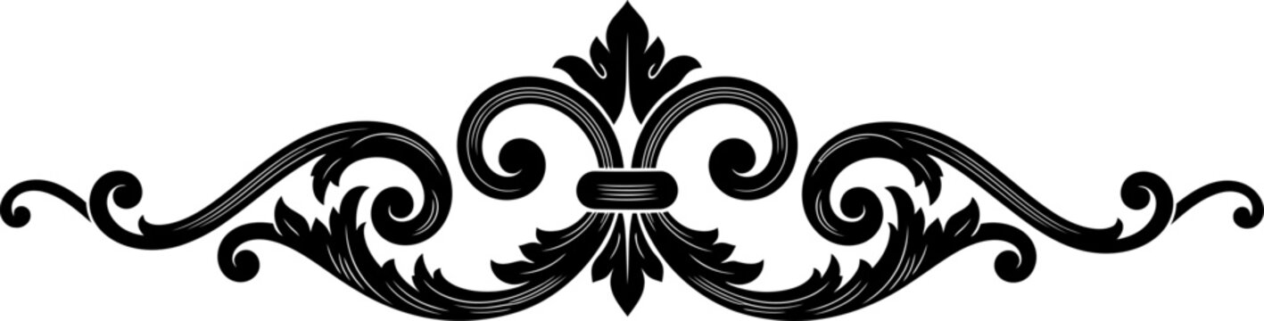 Fleur de lis style scroll flourish with sweeping side wings vector can Editable