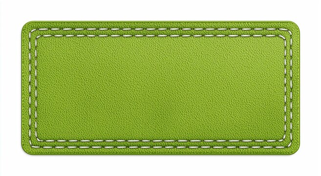 Green Stitched Leather Label Patch Mockup