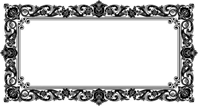 Rectangular floral border decorated with roses and leaf patterns vector can Editable