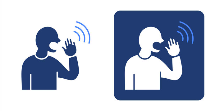 Shouting icon, with contrast background.