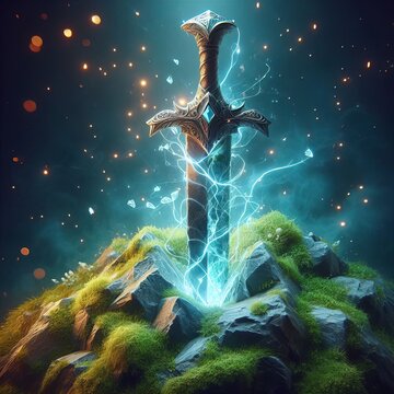 a fantasy sword in stone