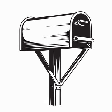 Rustic Wooden Mailbox Vector Illustration Isolated On White Background