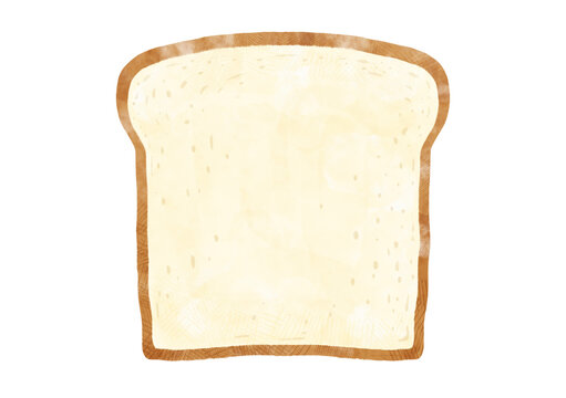 水彩風山型食パンのイラスト / Watercolor sliced bread illustration front view round top