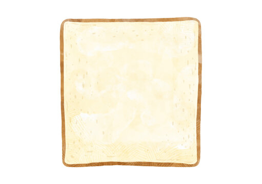 水彩風角型食パンのイラスト / Watercolor sliced bread illustration top view square