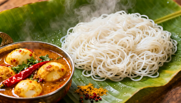 Spicy Noodles with Curry Sauce and Egg Yolk
