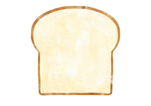 水彩風丸い山型食パンのイラスト / Watercolor sliced bread illustration front view large round top