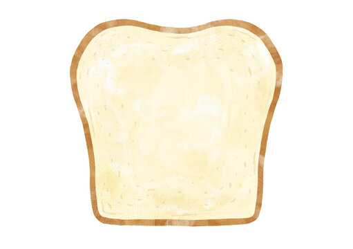 水彩風山型なだらか食パンのイラスト / Watercolor sliced bread illustration front view trapezoid gentle top
