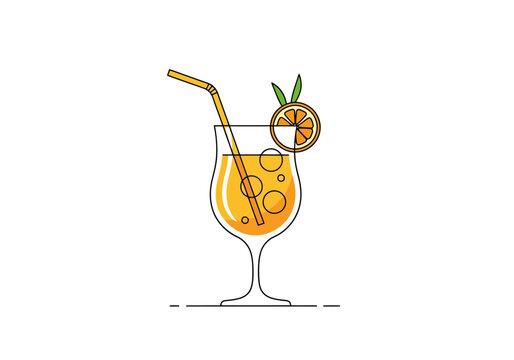 Refreshing orange beverage in a stemmed glass featuring a citrus slice and straw perfect for summer drinks and healthy refreshment concepts vibrant beverage design