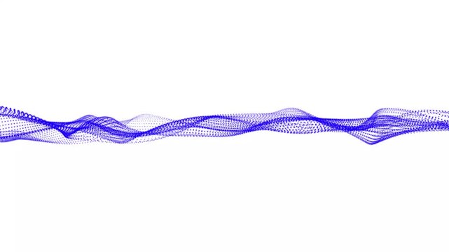 Abstract flowing blue wave of particles on white background an visualization showcasing a composed of numerous small particles