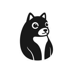 Fototapeta premium Cartoon black dog with white chest.