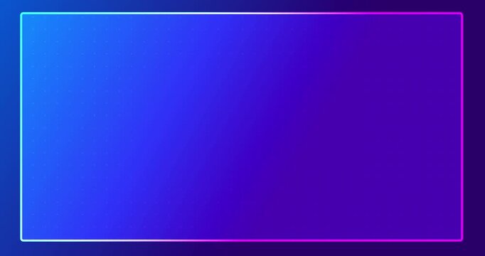 Corporate job presentation meeting horizontal rectangle frame ready for PPT. Digital interface with neon frame outline moving around it and dotted grid inside. Display screen template. Holographic HUD