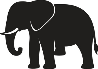 Obraz premium Elephant Silhouette Vector Illustration of Wild Mammal with Trunk and Tusks Safari Animal Design