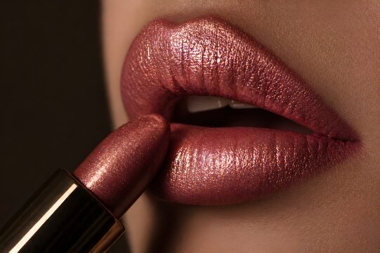 Metallic Lipstick Makeup Closeup
