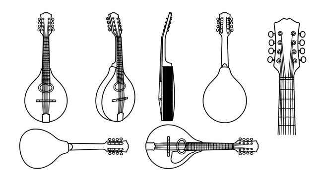 Mandolin Collection - Simple Line Art Design Elements