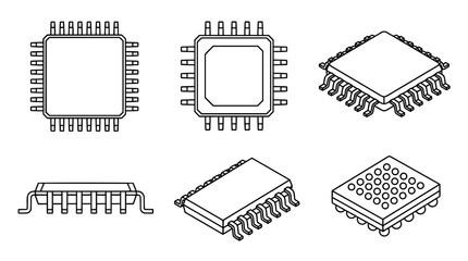 Fototapeta premium Collection of Minimalist Line Art Illustrations for Electronics