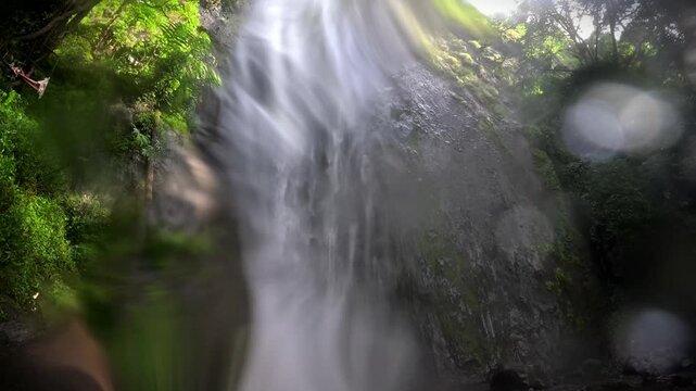 Dolo waterfall, Kediri, East Java, in Indonesia flows rapidly in the morning
