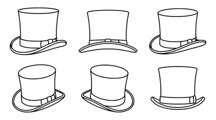 Obraz premium Elegant Top Hat Line Art Collection for Formal Attire Elements