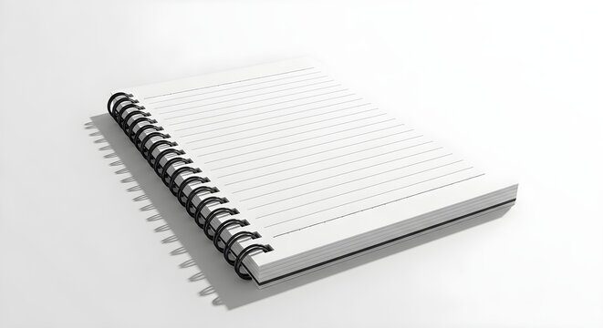 Spiral notebook with lined paper isolated on white background