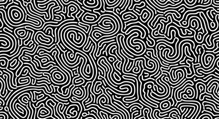 Fototapeta premium Abstract swirling lines pattern, black and white illustration