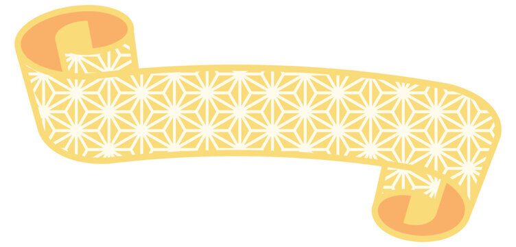 Ribbon Frame -6- yellow - Asanoha, isolated on white background