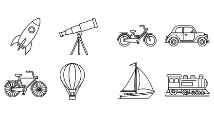 Vector Icons: Transportation, Space, and Exploration © Saiful