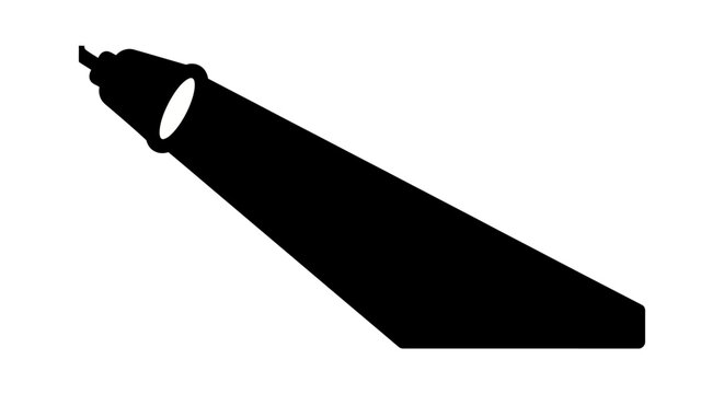 Black flashlight icon with beam