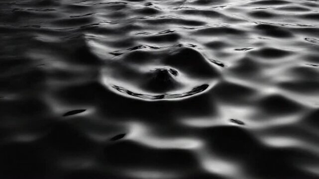 Ripples form on the surface of dark water with an abstract pattern in black background captured with VSRExport