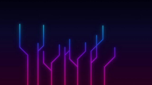 Neon circuit lines glow and branch out on a dark background to represent data flow and digital connectivity